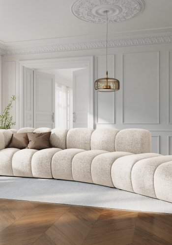 MICADONI Lupin Modul sofa, hyre, 5 seter - beige chenille og sort plast