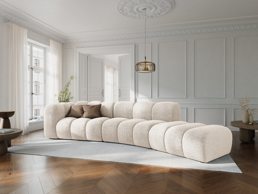 MICADONI Lupin Modul sofa, hyre, 5 seter - beige chenille og sort plast