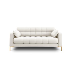 MICADONI Mamaia Sofa, 2 Sitze - beiger Stoff und goldenes Metall