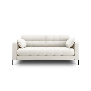 MICADONI Mamaia Sofa, 2 Sitze - beiger Stoff und schwarzes Metall