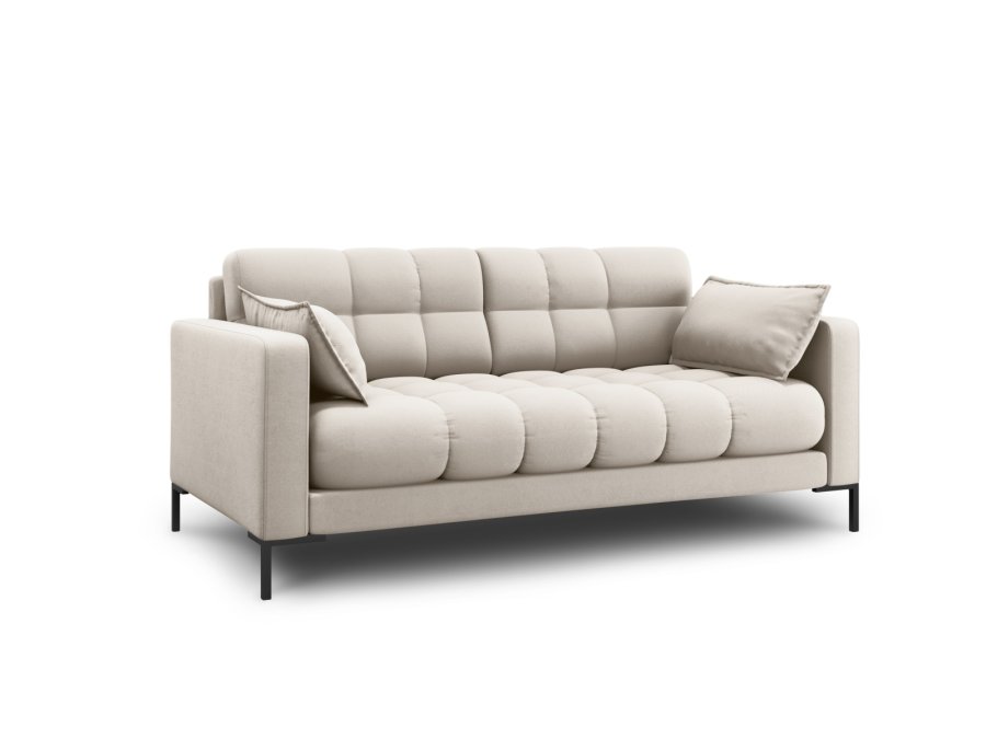 MICADONI Mamaia sofa, 2 seter - beige stoff og svart metall