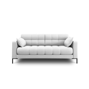 MICADONI Mamaia Sofa, 2 Sitze - grauer Stoff und schwarzes Metall
