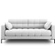 MICADONI Mamaia Sofa, 2 Sitze - grauer Stoff und schwarzes Metall