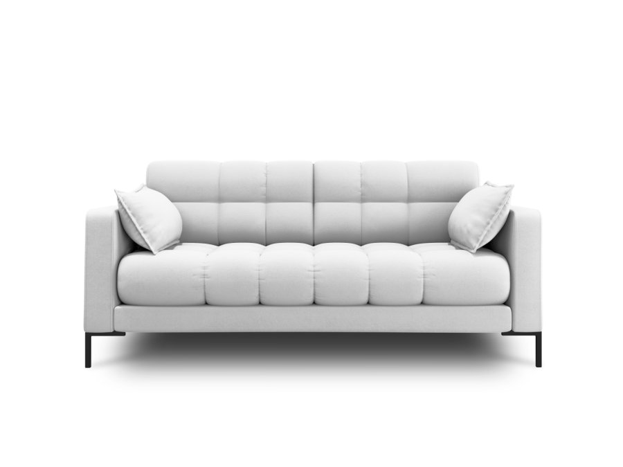 MICADONI Mamaia Sofa, 2 Sitze - grauer Stoff und schwarzes Metall