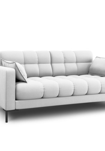 MICADONI Mamaia Sofa, 2 Sitze - grauer Stoff und schwarzes Metall
