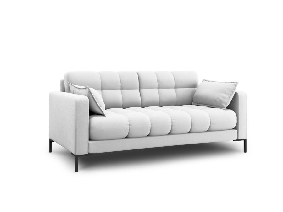 MICADONI Mamaia Sofa, 2 Sitze - grauer Stoff und schwarzes Metall