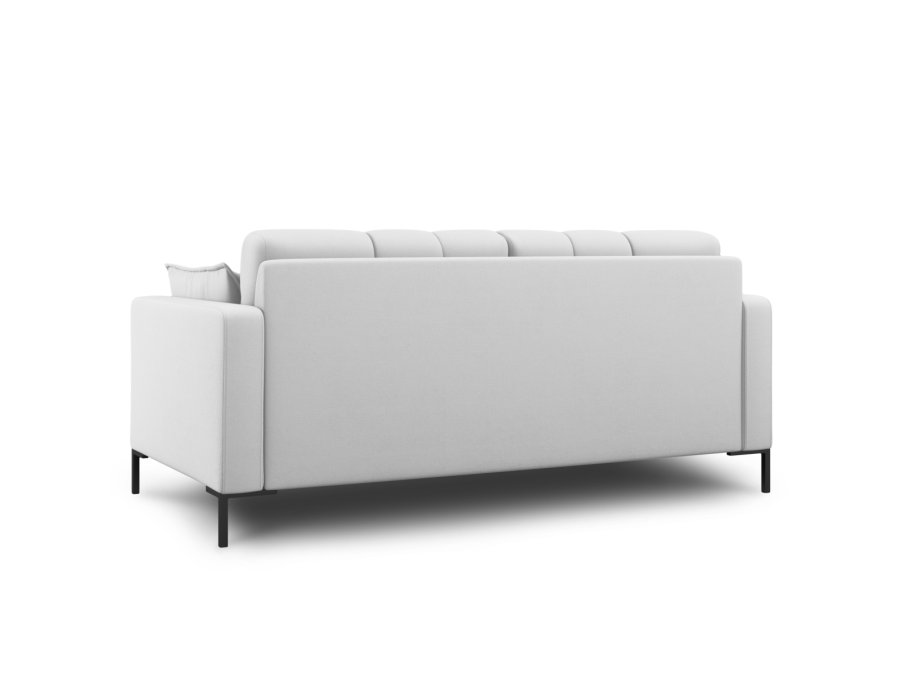 MICADONI Mamaia Sofa, 2 Sitze - grauer Stoff und schwarzes Metall