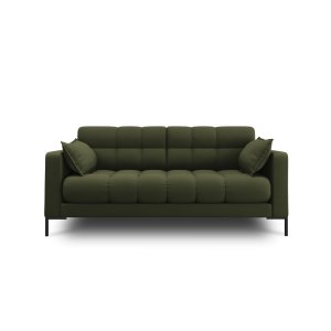 MICADONI Mamaia Sofa, 2 Sitze - grüner Stoff und schwarzes Metall