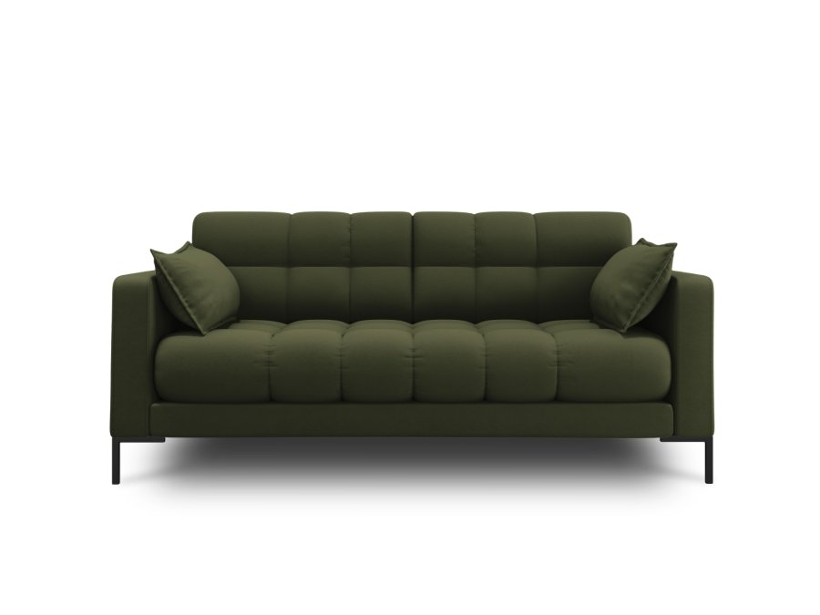 MICADONI Mamaia sofa, 2 seter - grnt stoff og svart metall