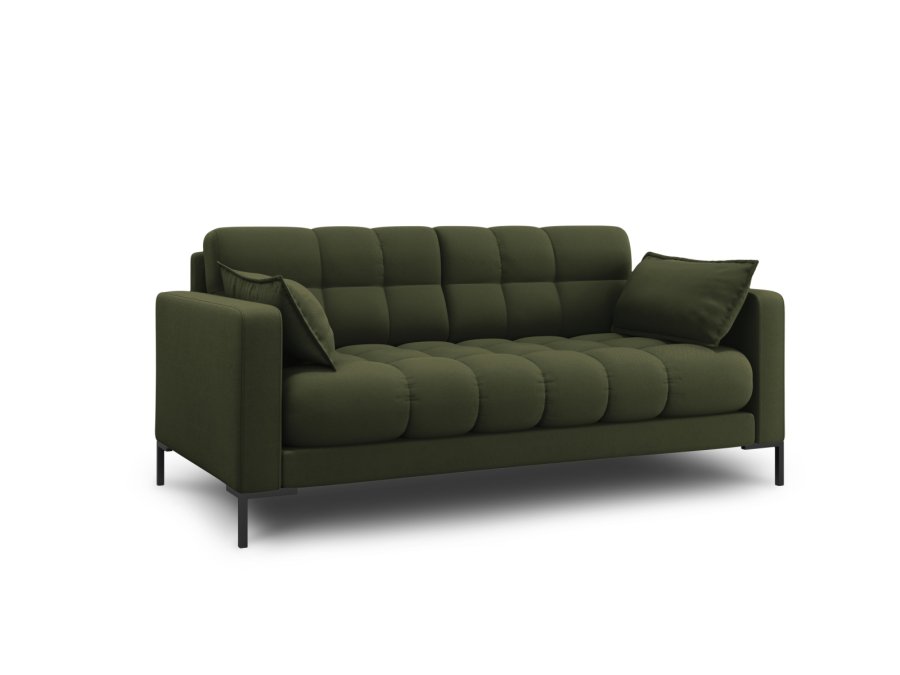 MICADONI Mamaia sofa, 2 seter - grnt stoff og svart metall