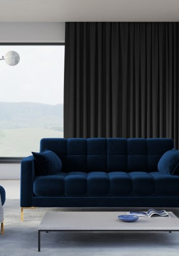 MICADONI Mamaia sofa, 3 seter - bl flyel og gullmetall