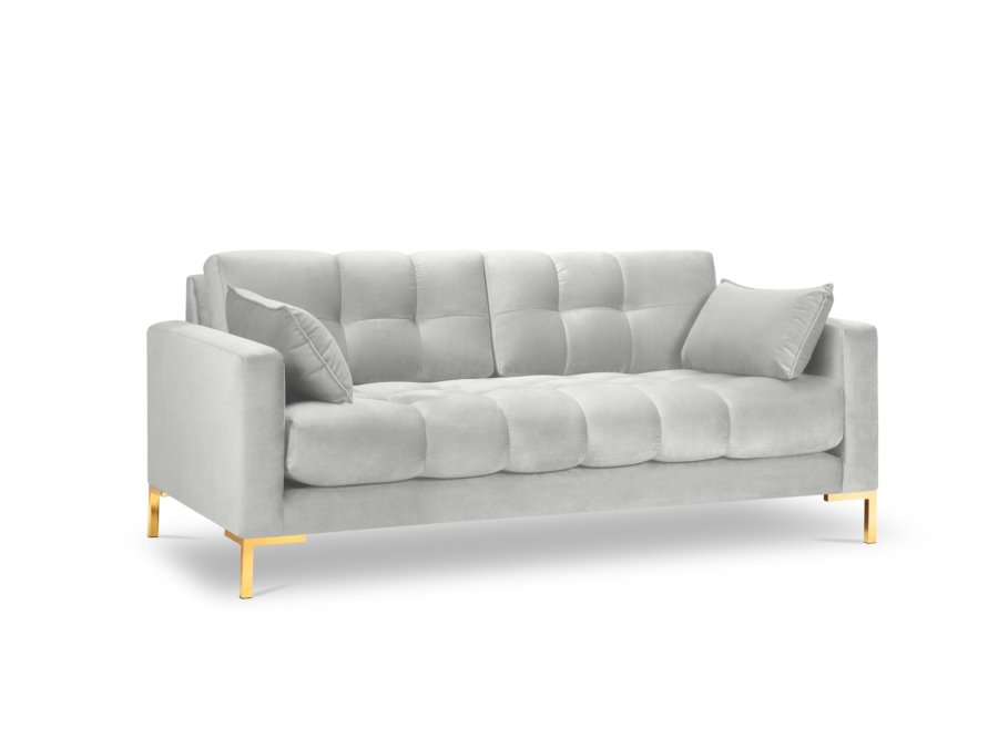 MICADONI Mamaia sofa, 3 seter - slvflyel og gullmetall