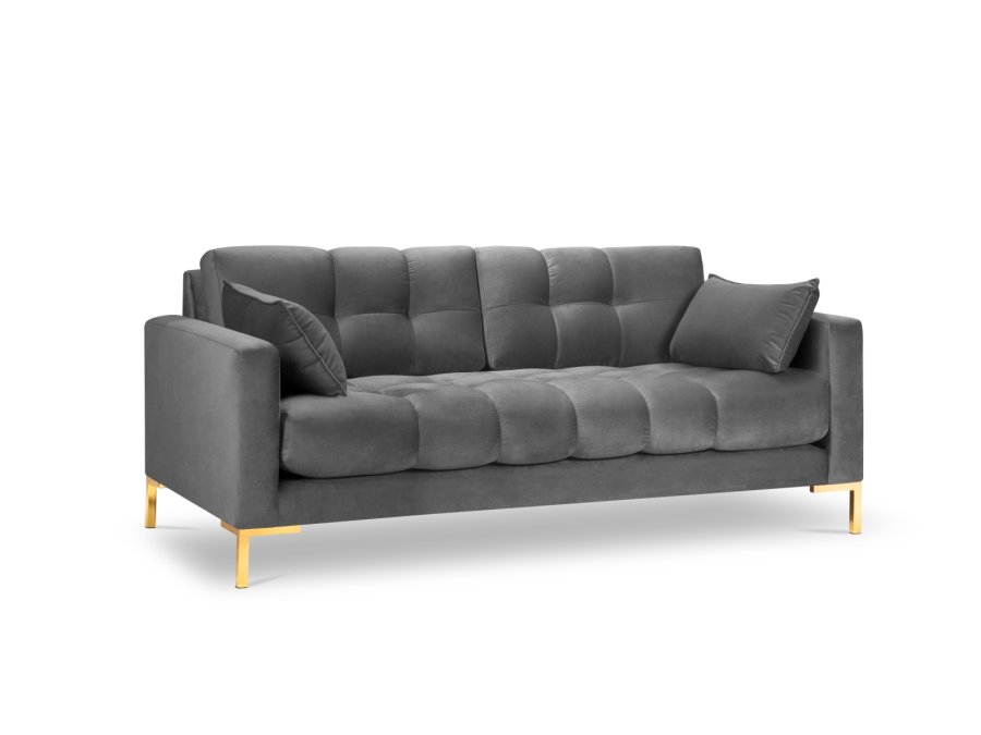 MICADONI Mamaia sofa, 3 seter - gr flyel og gullmetall