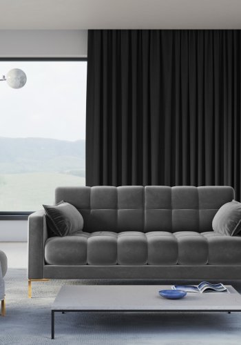 MICADONI Mamaia sofa, 3 seter - gr flyel og gullmetall