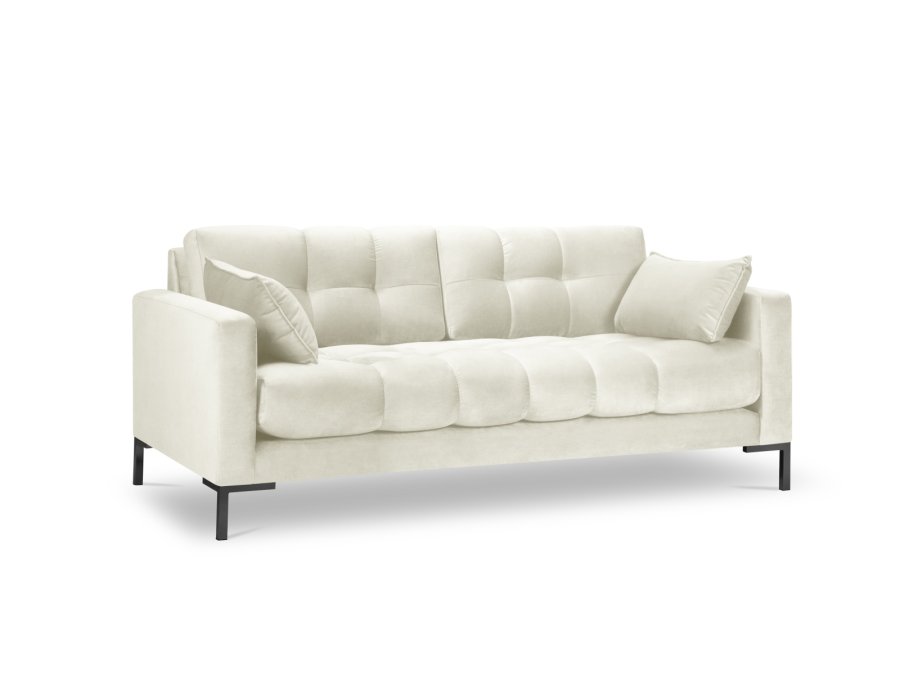 MICADONI Mamaia sofa, 3 seter - beige flyel og sort metall