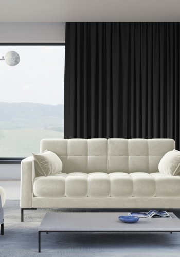 MICADONI Mamaia sofa, 3 seter - beige flyel og sort metall