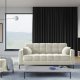 MICADONI Mamaia sofa, 3 seter - beige flyel og sort metall