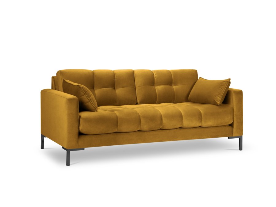MICADONI Mamaia sofa, 3 seter - gul flyel og sort metall