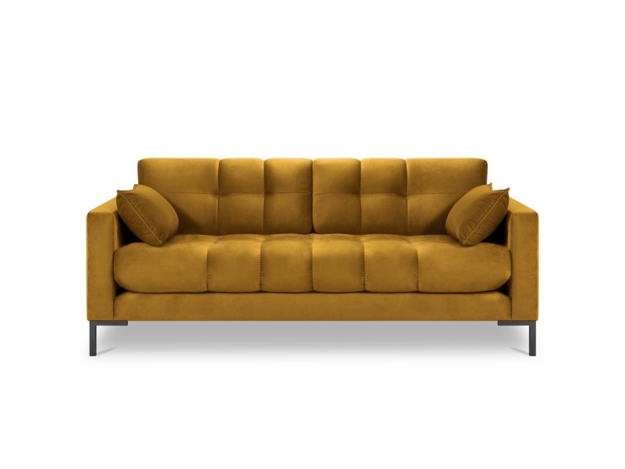 MICADONI Mamaia sofa, 3 seter - gul flyel og sort metall