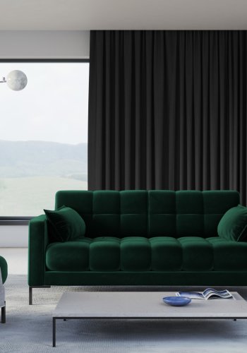 MICADONI Mamaia sofa, 3 seter - grnn flyel og sort metall