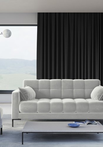 MICADONI Mamaia sofa, 3 seter - slv flyel og sort metall