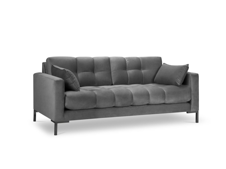 MICADONI Mamaia sofa, 3 seter - gr flyel og sort metall