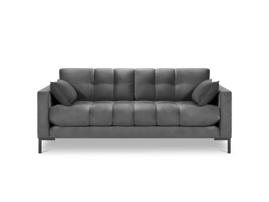MICADONI Mamaia sofa, 3 seter - gr flyel og sort metall