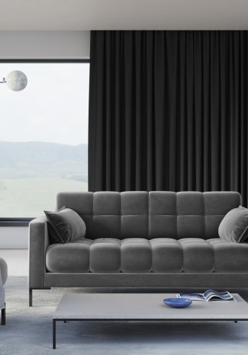 MICADONI Mamaia sofa, 3 seter - gr flyel og sort metall