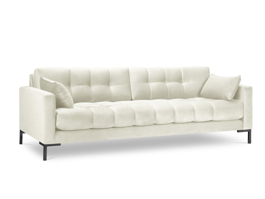 MICADONI Mamaia sofa, 4 seter - beige flyel og sort metall