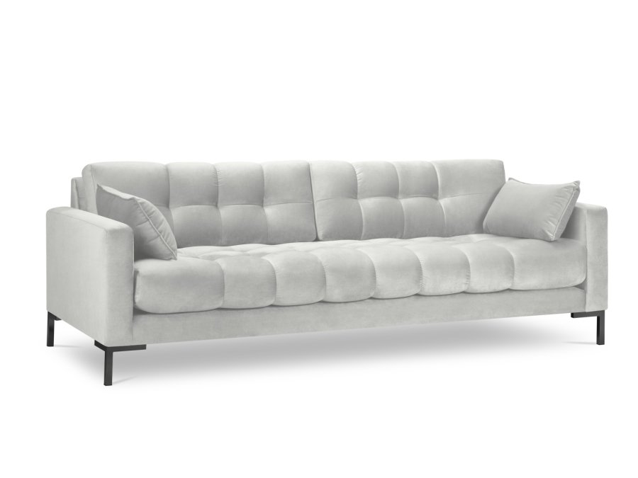 MICADONI Mamaia sofa, 4 seter - slv flyel og sort metall