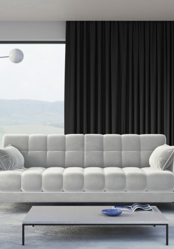 MICADONI Mamaia sofa, 4 seter - slv flyel og sort metall