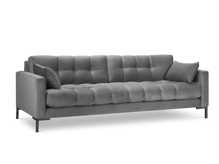MICADONI Mamaia sofa, 4 seter - beige flyel og sort metall