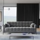 MICADONI Mamaia sofa, 4 seter - beige flyel og sort metall