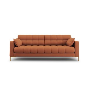 MICADONI Mamaia sofa, 4 sder - brun stof og guld metal
