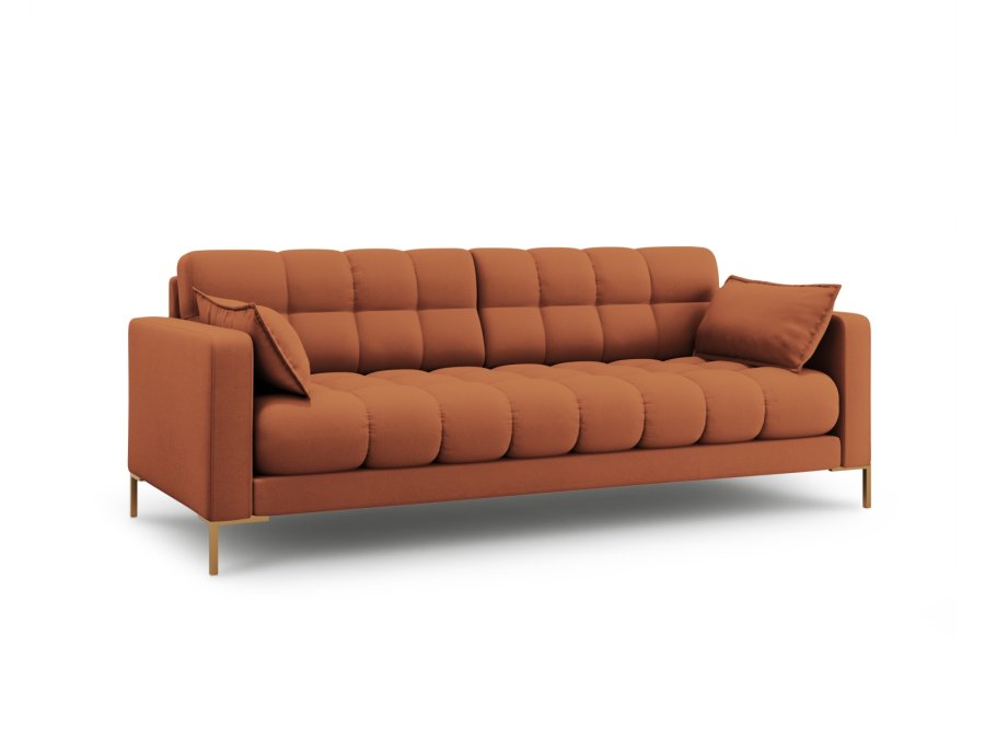 MICADONI Mamaia sofa, 4 seter - brunt stoff og gullmetall