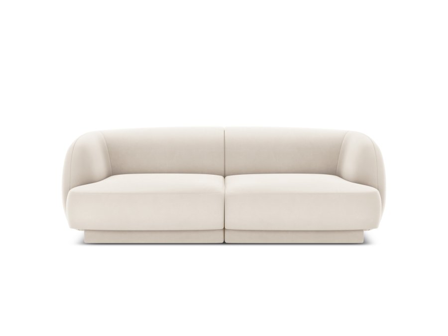 MICADONI Miley sofa, 2 seter - beige flyel og sort plast