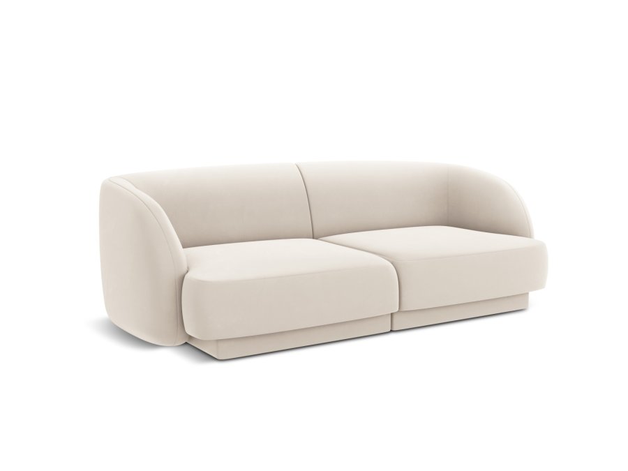 MICADONI Miley sofa, 2 seter - beige flyel og sort plast