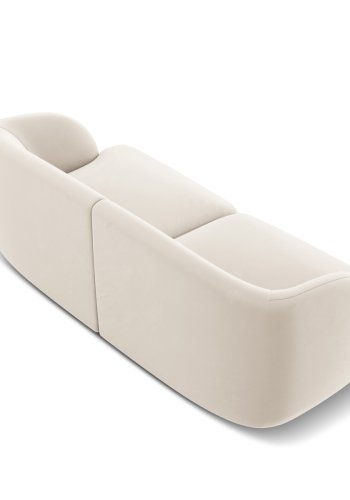 MICADONI Miley sofa, 2 seter - beige flyel og sort plast