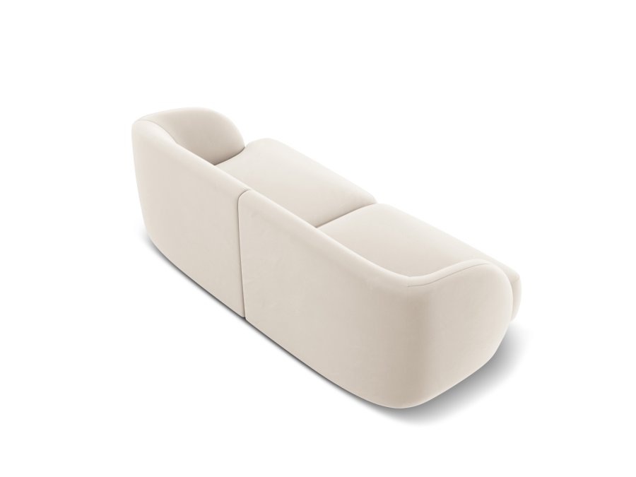 MICADONI Miley sofa, 2 seter - beige flyel og sort plast