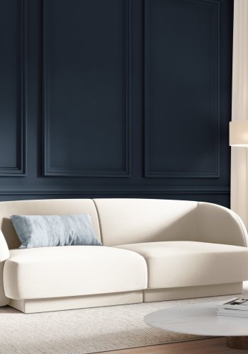 MICADONI Miley sofa, 2 seter - beige flyel og sort plast