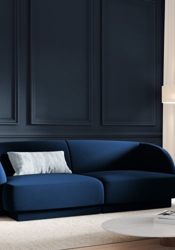 MICADONI Miley sofa, 2 seter - bl flyel og sort plast