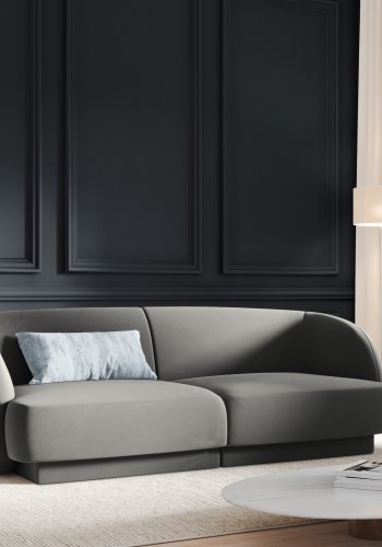 MICADONI Miley sofa, 2 seter - gr flyel og sort plast