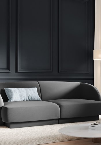 MICADONI Miley sofa, 2 seter - gr flyel og sort plast