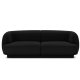 MICADONI Miley sofa, 2 seter - svart flyel og sort plast
