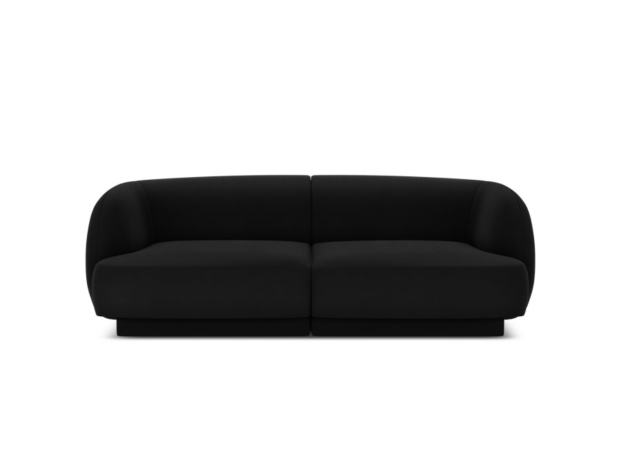 MICADONI Miley sofa, 2 seter - svart flyel og sort plast