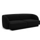 MICADONI Miley sofa, 2 seter - svart flyel og sort plast