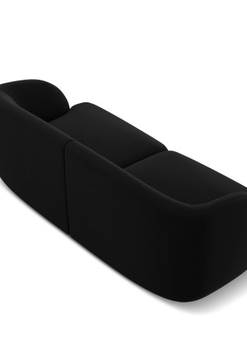 MICADONI Miley sofa, 2 seter - svart flyel og sort plast