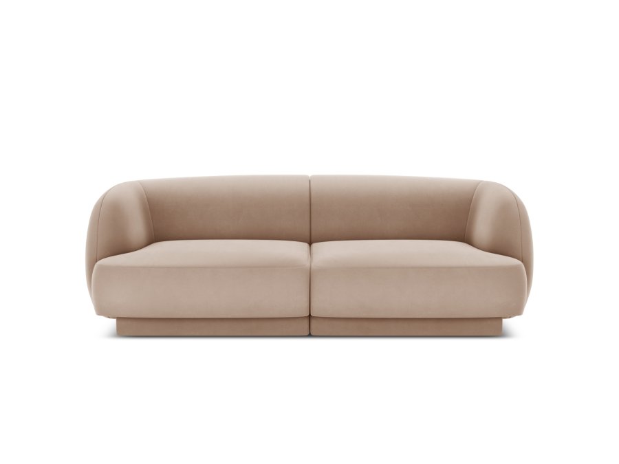 MICADONI Miley sofa, 2 seter - brun flyel og sort plast