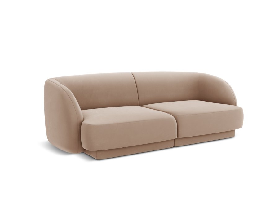 MICADONI Miley sofa, 2 seter - brun flyel og sort plast