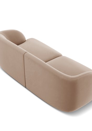 MICADONI Miley sofa, 2 seter - brun flyel og sort plast